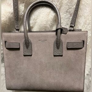 YSL suede grey SAC DE JOUR shoulder bag